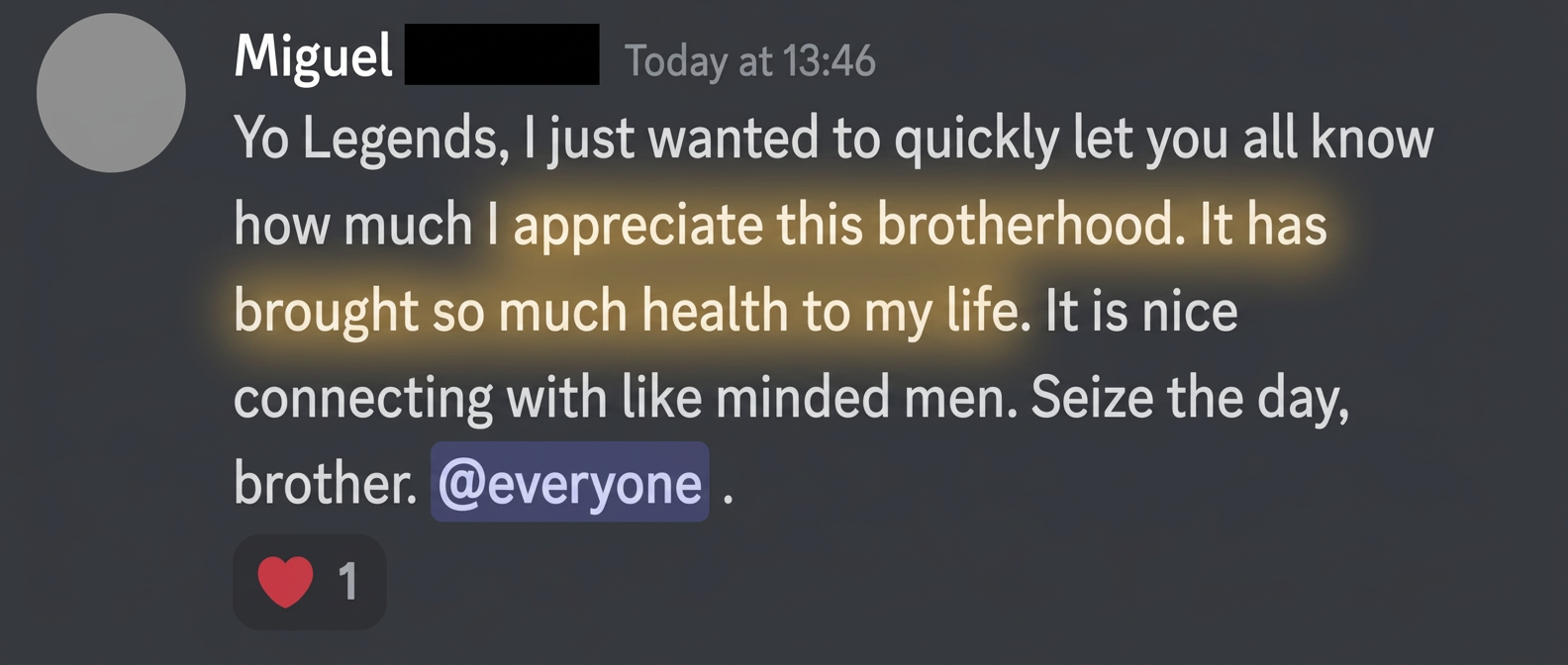 Miguel: brotherhood that brought health back to his life