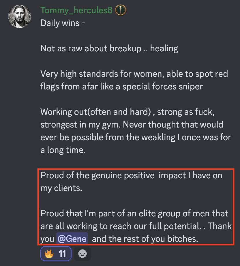 Tommy: proud to be part of an elite group of men chasing full potential