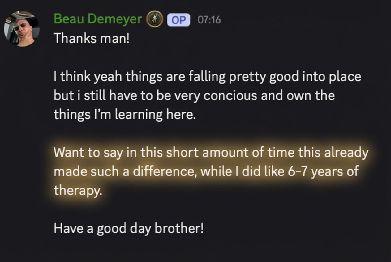 Beau: more change in weeks than 6-7 years of therapy