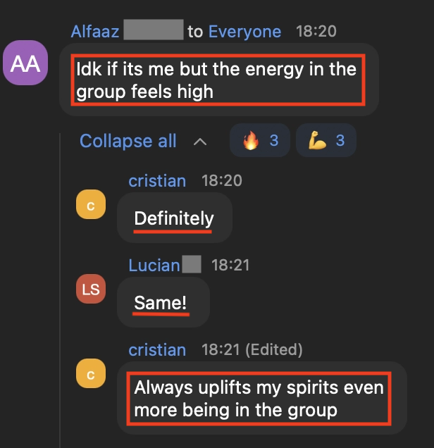 The energy in the group runs high — and it lifts every man in it